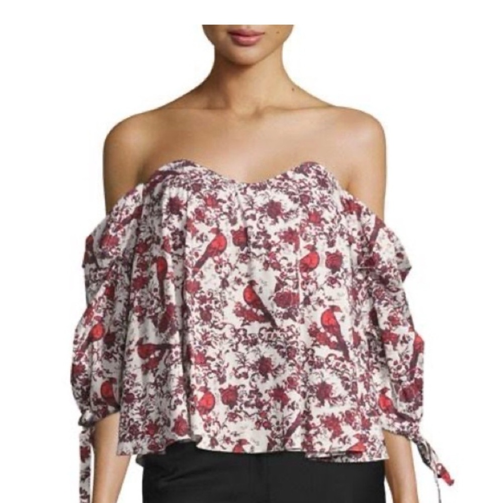 Caroline Constas Gabriella Off-the-Shoulder
Bird & Floral Bustier Top S corset